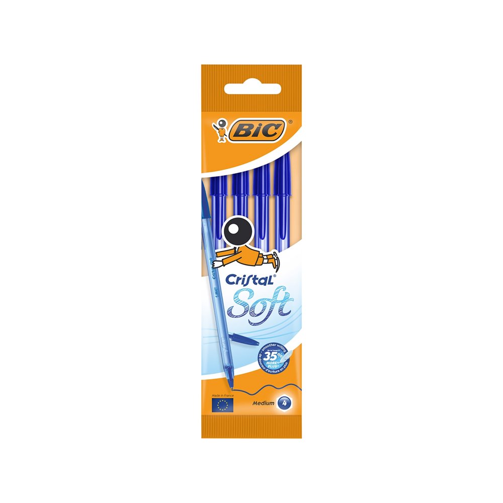 Bic Στυλό Cristal Soft Μπλε 4pcs