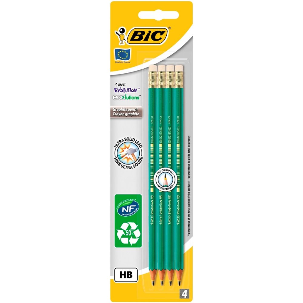 Bic Ecolutions Wood Free Graphite Pencils HB 4pcs