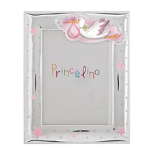 Prince Silvero Παιδική Κορνίζα Πελαργός MA/270Β-R Ροζ Ασήμι 925 13x18cm 