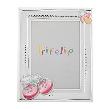 Prince Silvero Παιδική Κορνίζα Παπουτσάκια MA/272B-R Ροζ Ασήμι 925 13x18cm 