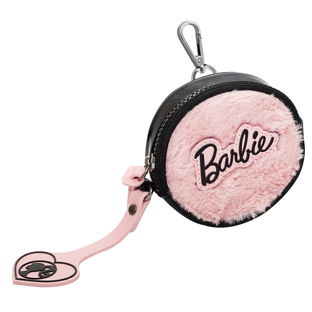 Gim Round Plush Wallet With Clip Barbie Power Pink  