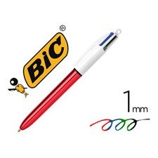 Bic Ballpoint Pen with Colorful Ink 4 Colors Shine Red 1 pc