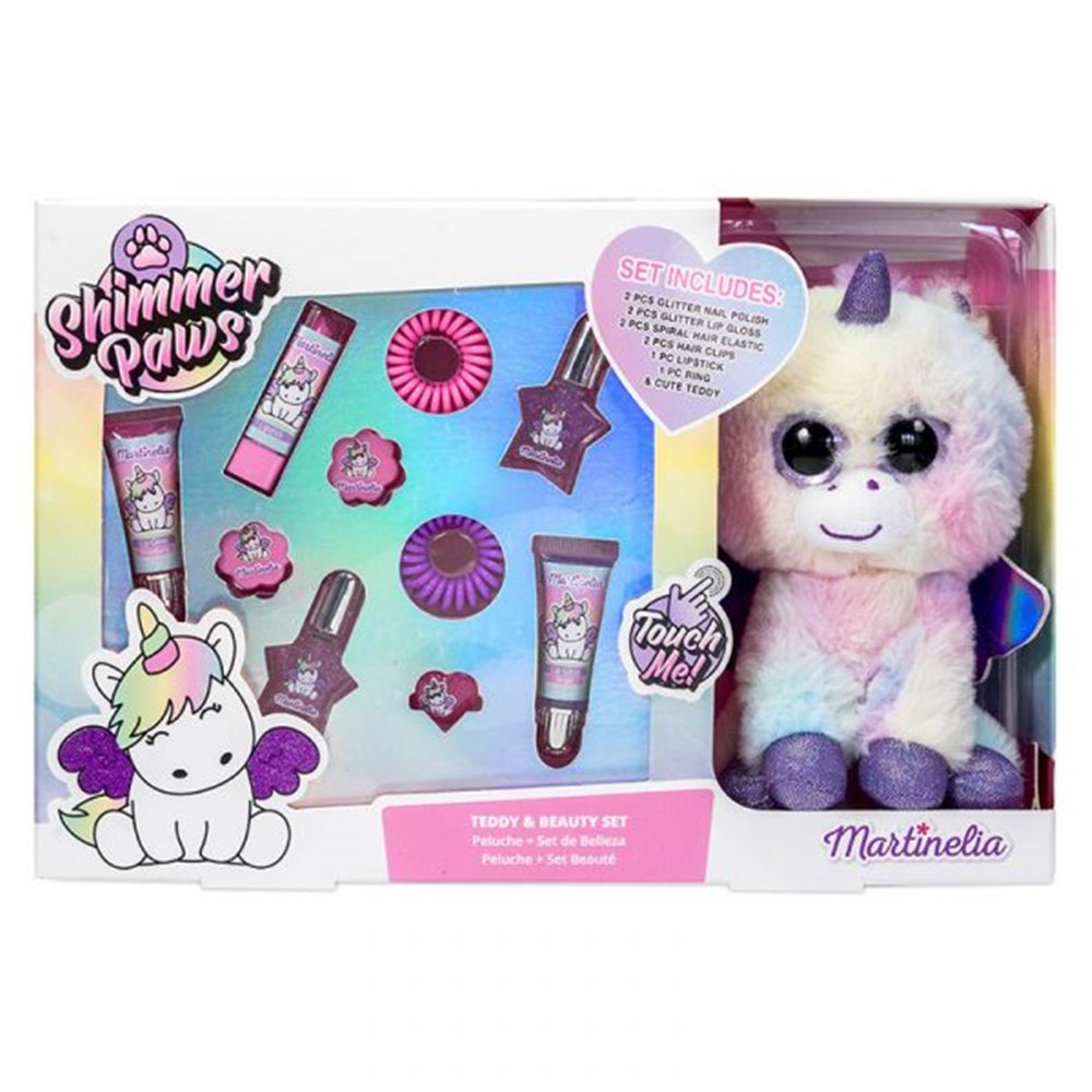 Martinelia  Shimmer Paws Teddy & Beauty Set Nail polish 2x2ml, Lip gloss 2x4ml, 2 Hair Spiral, 2 Hair Clip, 1 ring, 1 Cute Teddy