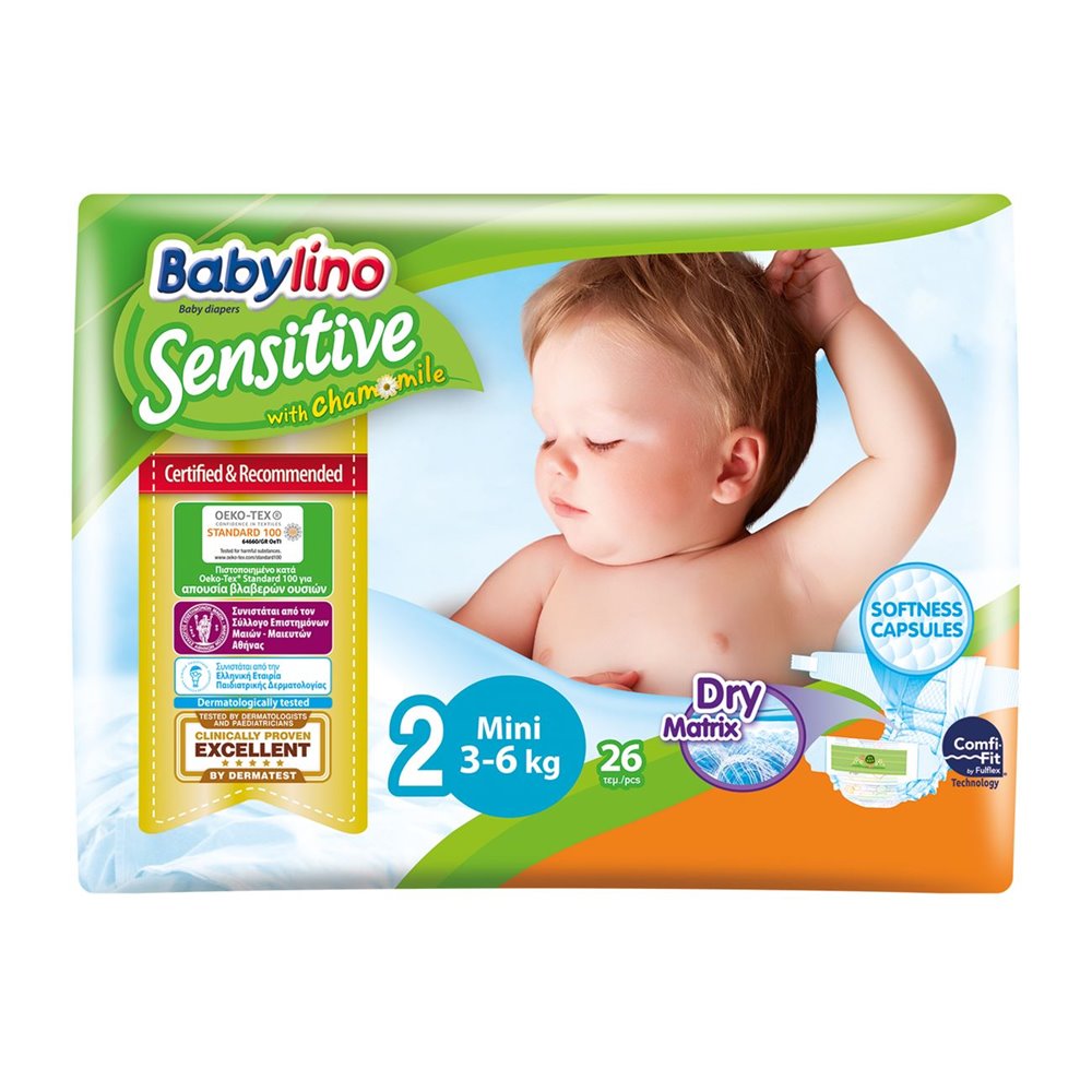 Babylino Diapers Sensitive No2 3-6 Kg 26pcs