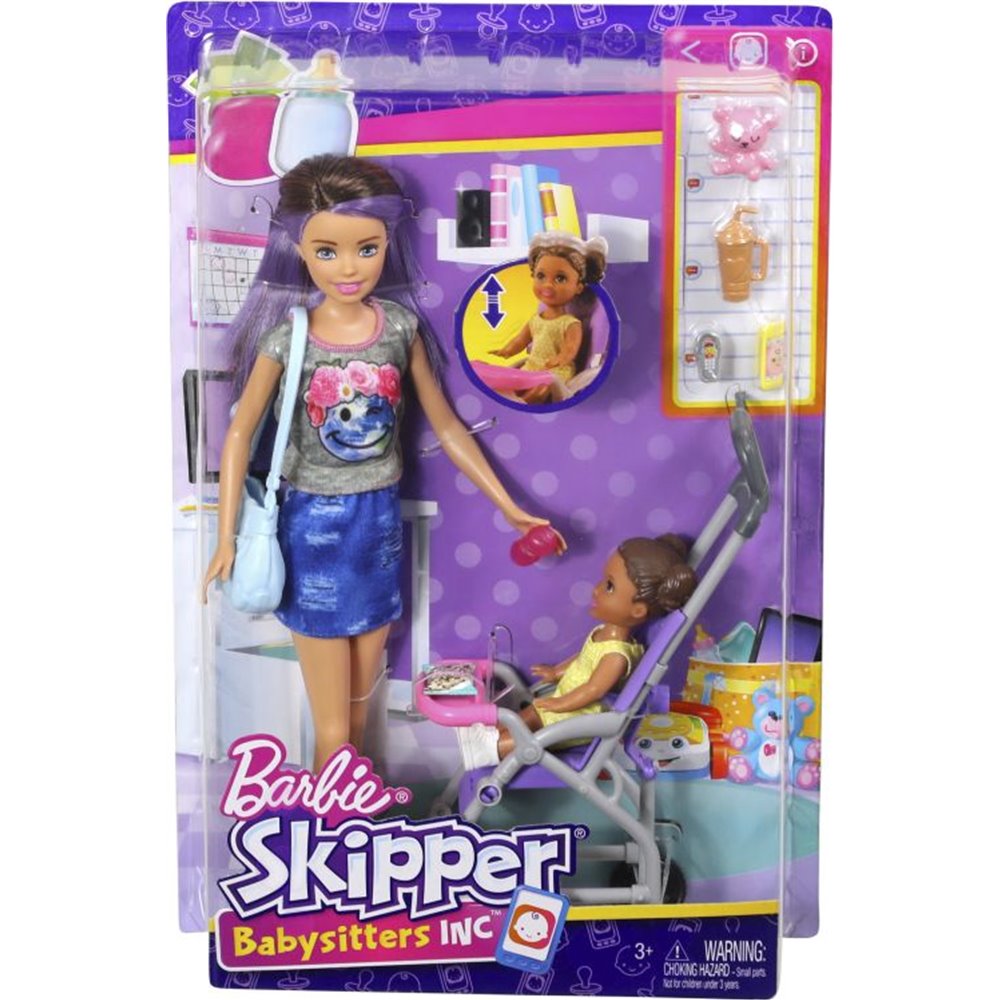 BARBIE Barbie Σκίπερ Babysitter-Βόλτα Με Το Μωρό (FJB00)