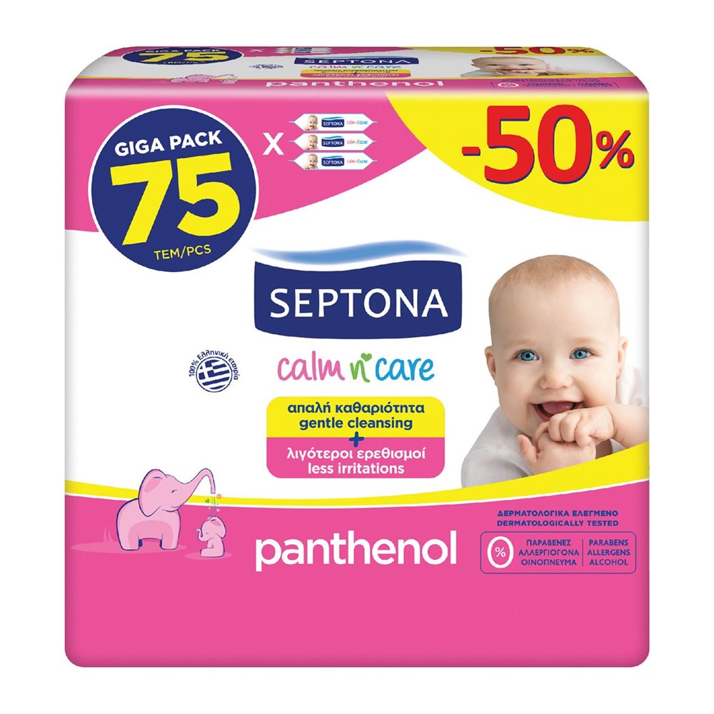 Septona Μωρομάντηλα Panthenol -50% 225pcs