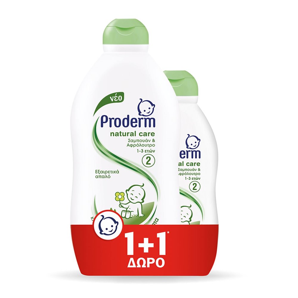 Proderm Shampoo & Bath Natural Care (400ML+200ML FREE) 600ml
